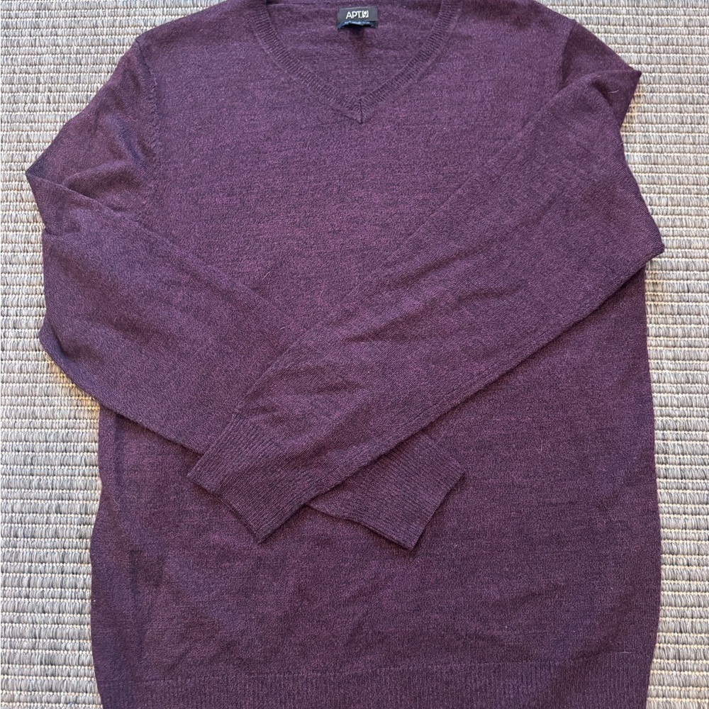 Apt. 9 Men's V-Neck Merino Blend Sweater in Rich Plum